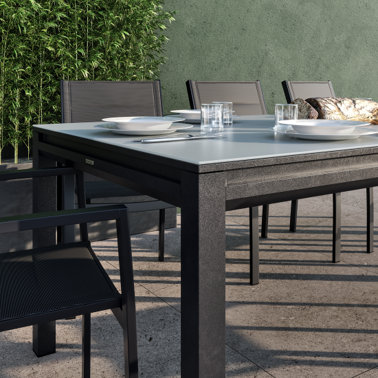Садовый стол раздвижной Naterial Odyssea II 256/320x100x76 см алюминий/стекло антрацит