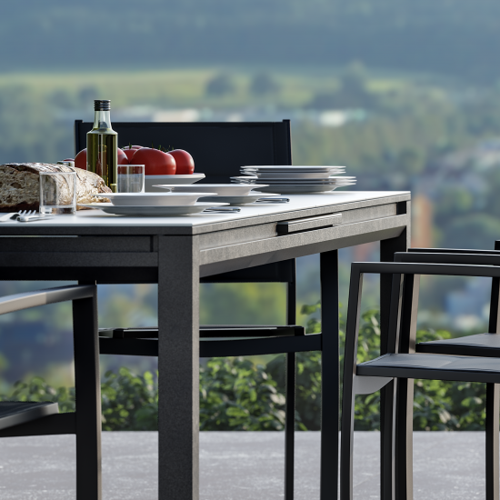 Садовый стол раздвижной Naterial Odyssea II 256/320x100x76 см алюминий/стекло антрацит