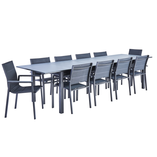 Садовый стол раздвижной Naterial Odyssea II 256/320x100x76 см алюминий/стекло антрацит