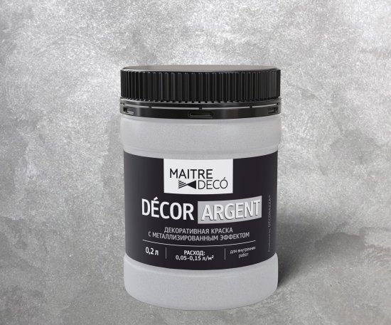 Краска декоративная Maitre Deco Décor Серебро полуглянцевая цвет серебряный 0.2 л