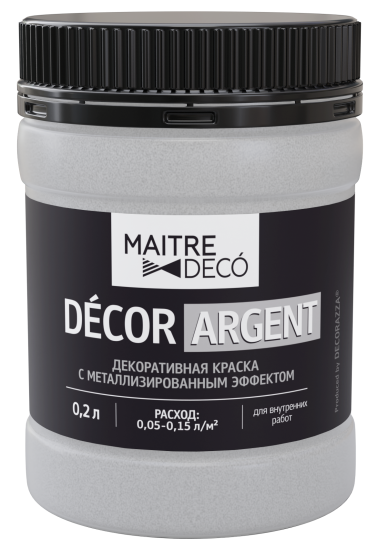 Краска декоративная Maitre Deco Décor Серебро полуглянцевая цвет серебряный 0.2 л