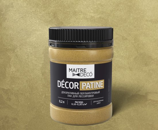 Лак перламутровый Maitre Deco Décor Патина 0.2 л цвет золотой