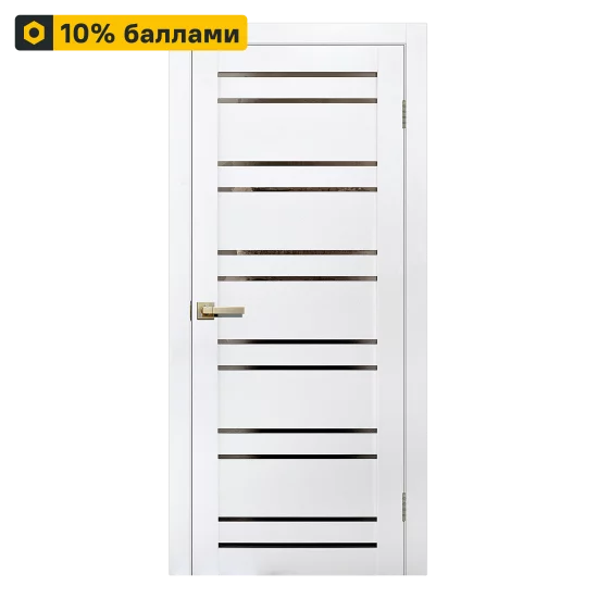 Дверь межкомнатная со стеклом Artens Уна 90x200 см Hardflex белый с замком и петлями