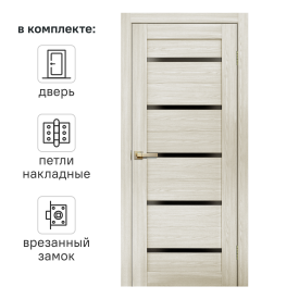 Дверь межкомнатная глухая Artens Дукато горизонтальная 80x200 см Hardflex цвет бора с замком и петлями