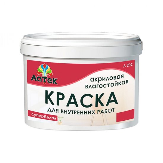 Акриловая влагостойкая краска ЛАТЕК Л202