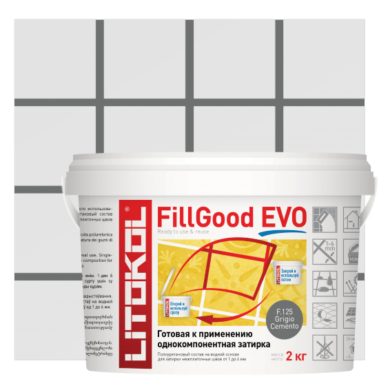Затирка полиуретановая Litokol Fillgood Evo F125 цвет серый цемент 2 кг