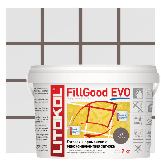 Затирка полиуретановая Litokol Fillgood Evo F230 цвет какао 2 кг