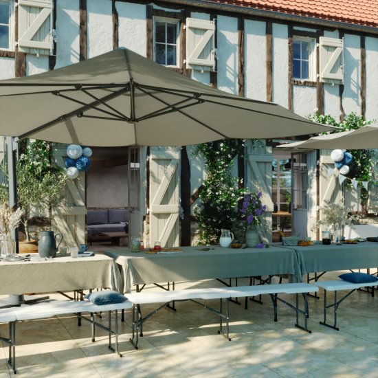 Стол садовый складной 180x73.5x74 см сталь/пластик цвет белый