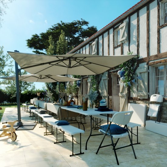 Стол садовый складной 180x73.5x74 см сталь/пластик цвет белый