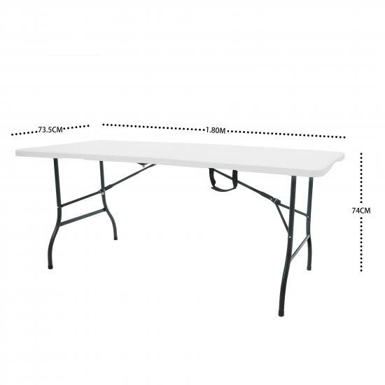 Стол садовый складной 180x73.5x74 см сталь/пластик цвет белый