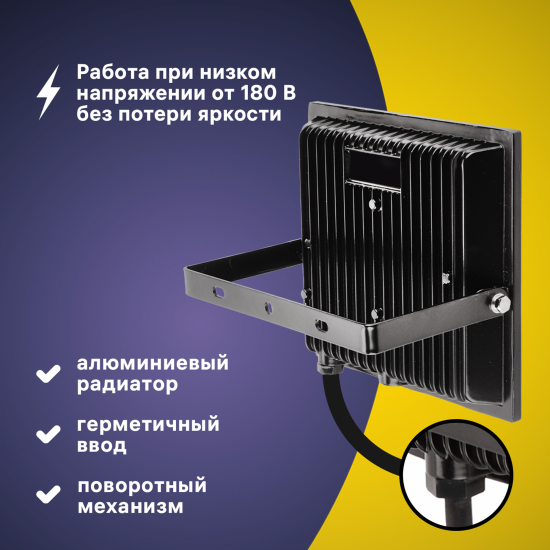 Прожектор светодиодный уличный Ritter Profi 53410 9 100 Вт 10000 Лм 180-240В холодный белый свет 6500К IP65 черный
