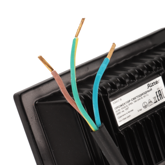 Прожектор светодиодный уличный Ritter Profi 53407 9 30 Вт 3000 Лм 180-240В холодный белый свет 6500К IP65 черный