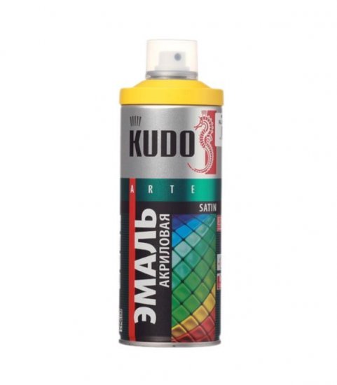 Эмаль аэрозольная Kudo Satin ярко-желтая полуматовая RAL 1023 520 мл (KU-0A1023)