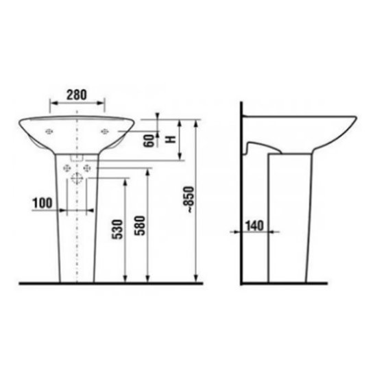 Пьедестал Jika Lyra 700 мм белый (1927.0/8.1927.0.000.000.9)