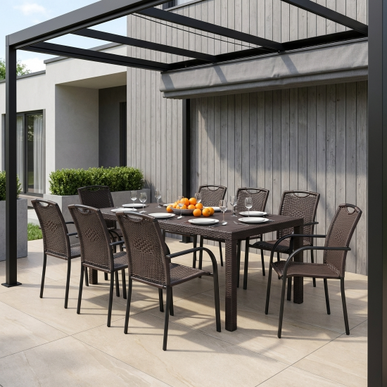 Стул Cafe5 64x55x86 см сталь/ротанг темно-коричневый