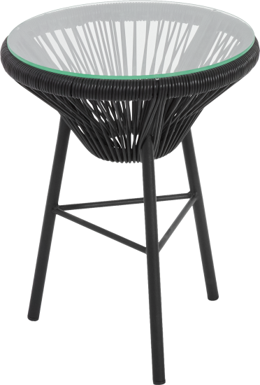 Стол Acapulco со стеклом ø42 h52 см ротанг черный