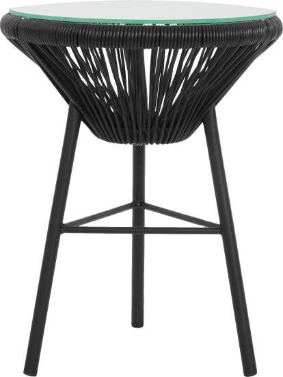 Стол Acapulco со стеклом ø42 h52 см ротанг черный