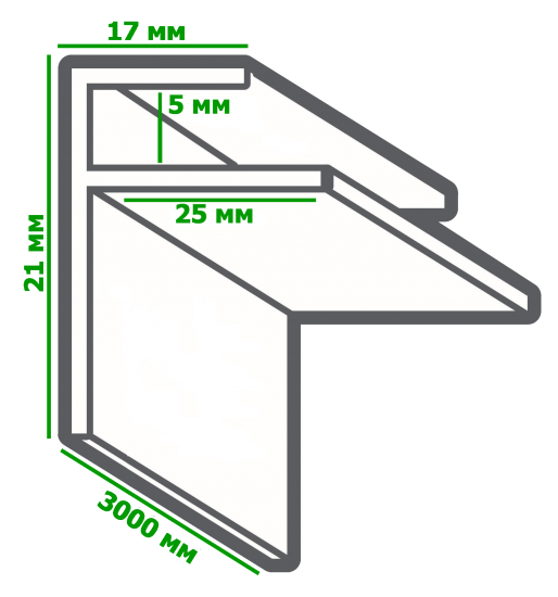 Профиль F-образный ПВХ Т5 мм цвет белый 3000 мм