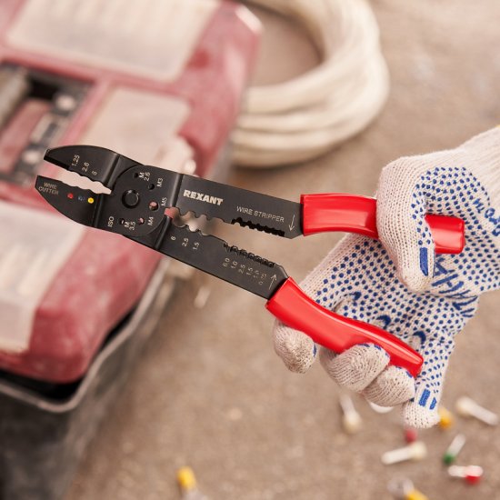 Кримпер для обжима наконечников и зачистки проводов Rexant HT-204
