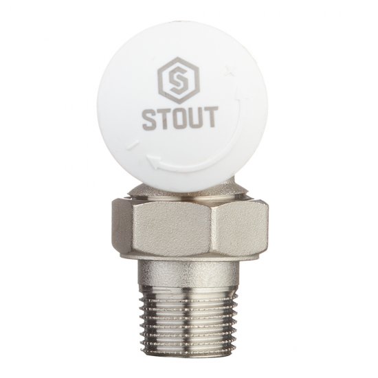 Клапан термостатический угловой Stout 1/2 НР(ш) х 1/2 ВР(г) для радиатора (SVT-0002-000015)