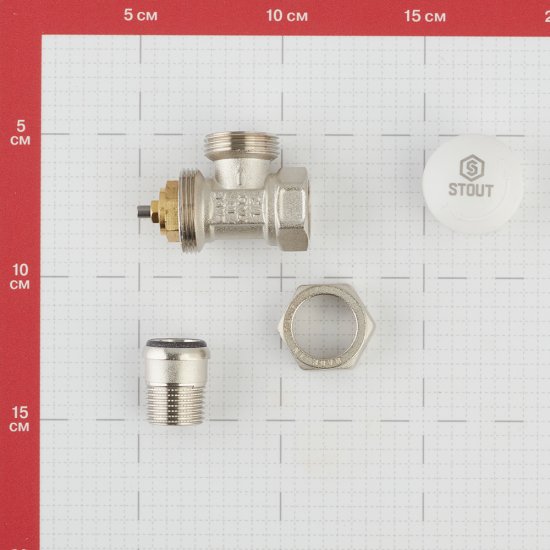 Клапан термостатический угловой Stout 1/2 НР(ш) х 1/2 ВР(г) для радиатора (SVT-0002-000015)