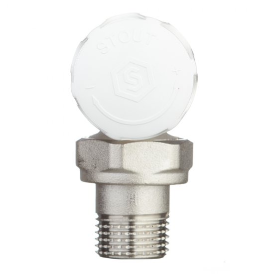 Клапан термостатический угловой Stout 1/2 НР(ш) х 1/2 ВР(г) для радиатора (SVR-2102-000015)