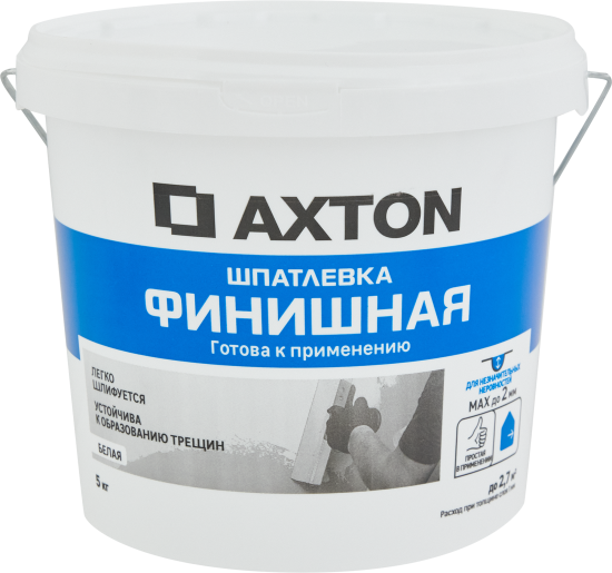 Шпатлевка Axton финишная цвет белый 5 кг
