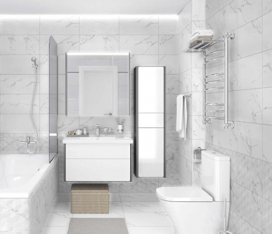 Плитка настенная Axima Монако 25x50 см 1.25 м² матовая цвет белый рельеф