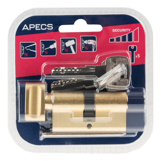 Цилиндровые механизмы Apecs Pro LM-60-C-G 60 мм, ключ/вертушка, цвет золотой