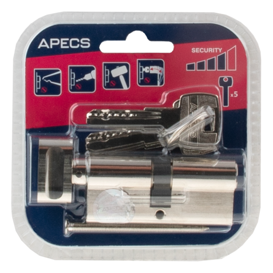 Цилиндровые механизмы Apecs Pro LM-70-C-NI 70 мм, ключ/вертушка, цвет никель