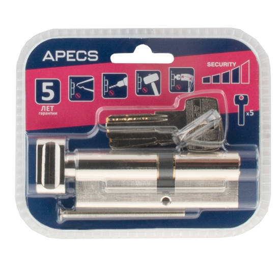 Цилиндровые механизмы Apecs Pro LM-90(40/50C)-C-NI 90 мм, ключ/вертушка, цвет никель