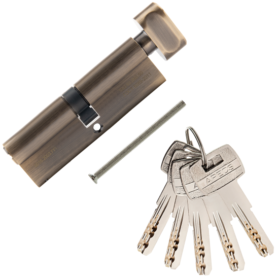 Цилиндровые механизмы Apecs Pro LM-90-C-AB 90 мм, ключ/вертушка, цвет бронза