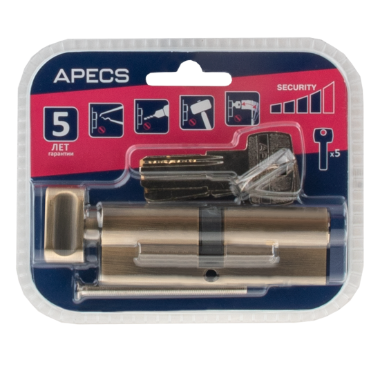 Цилиндровые механизмы Apecs Pro LM-90-C-AB 90 мм, ключ/вертушка, цвет бронза