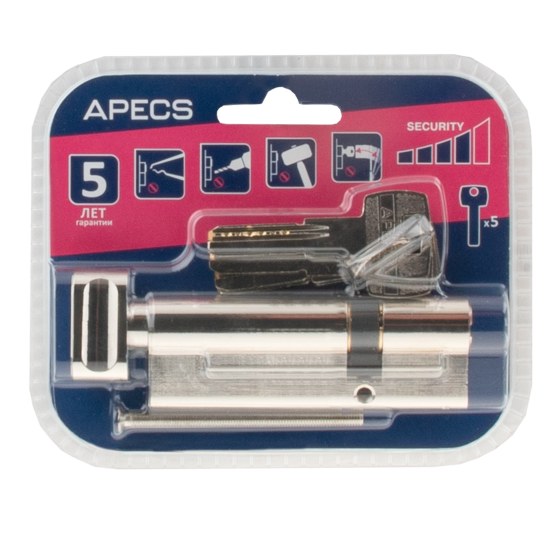 Цилиндровые механизмы Apecs Pro LM-90(30/60C)-C-NI 90 мм, ключ/вертушка, цвет никель