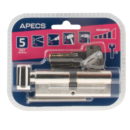 Цилиндровые механизмы Apecs Pro LM-90-C-NI 90 мм, ключ/вертушка, цвет никель