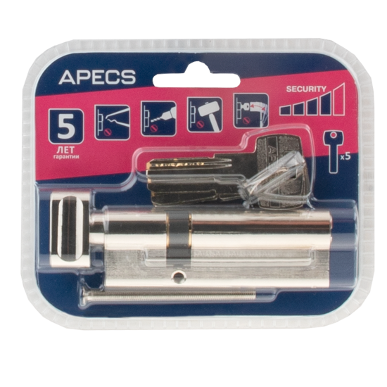 Цилиндровые механизмы Apecs Pro LM-90(30C/60)-C-NI 90 мм, ключ/вертушка, цвет никель