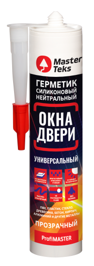 Герметик силиконовый MasterTeks нейтральный для окон и дверей прозрачный 280 мл
