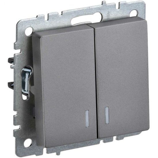 Двухклавишный выключатель IEK Brite вс10-2-1-брс