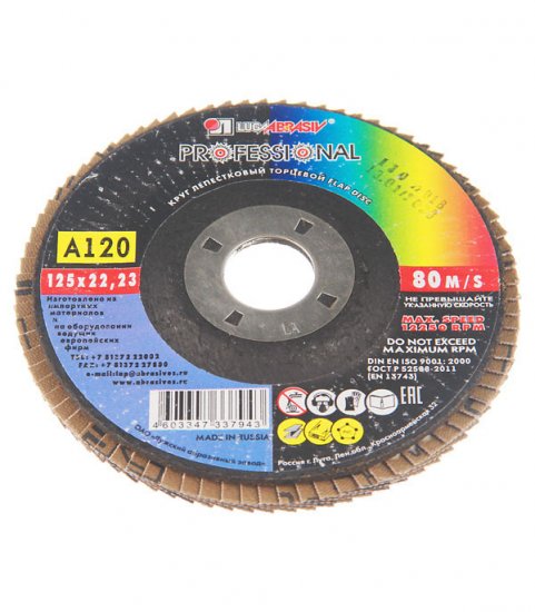 Круг лепестковый по металлу/древесине Луга 125х22,2 мм P120 (7943/4345)