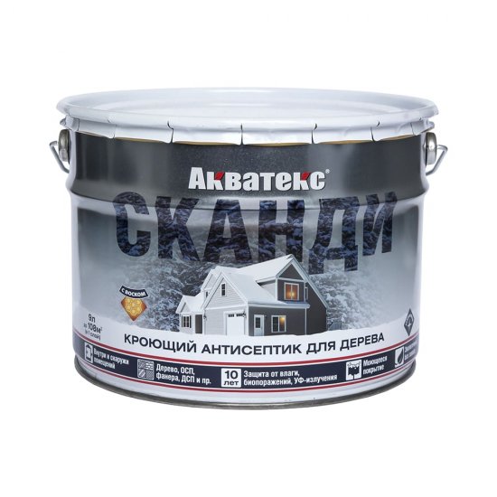 Кроющий антисептик для древесины АКВАТЕКС Сканди