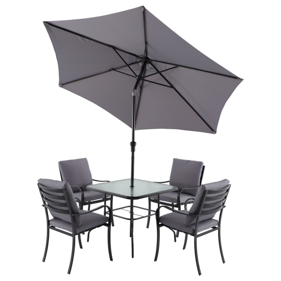 Набор садовой мебели Naterial Rono сталь/полиэстер/стекло темно-серый: стол, 4 кресла и зонт