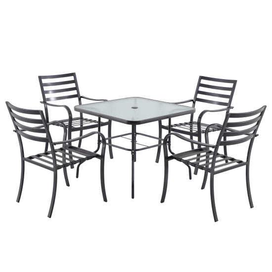 Набор садовой мебели Naterial Rono сталь/полиэстер/стекло темно-серый: стол, 4 кресла и зонт
