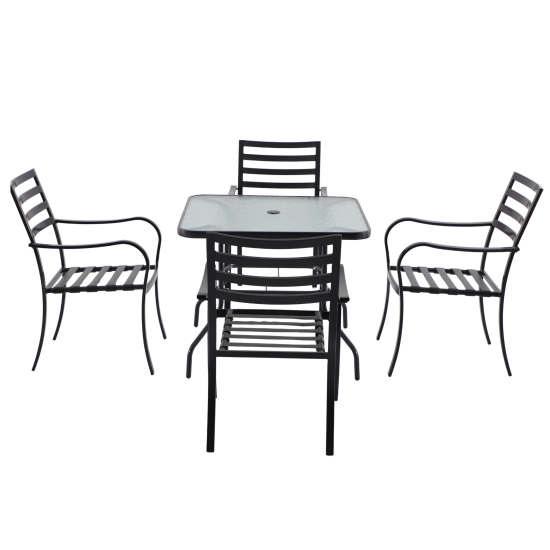 Набор садовой мебели Naterial Rono сталь/полиэстер/стекло темно-серый: стол, 4 кресла и зонт