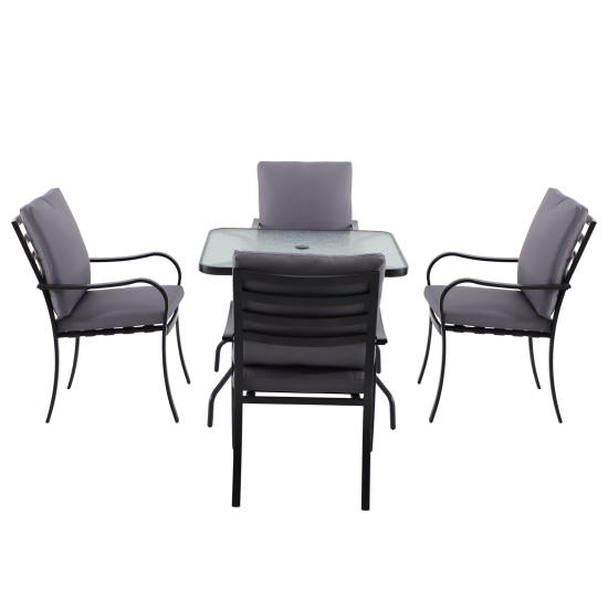 Набор садовой мебели Naterial Rono сталь/полиэстер/стекло темно-серый: стол, 4 кресла и зонт