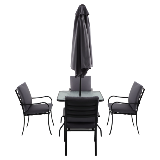 Набор садовой мебели Naterial Rono сталь/полиэстер/стекло темно-серый: стол, 4 кресла и зонт