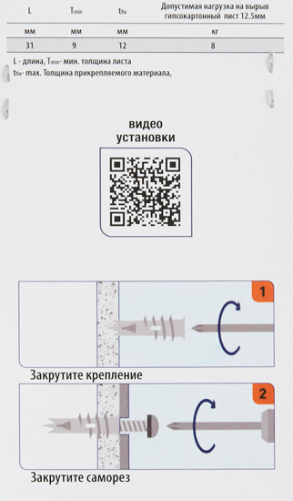 Дюбель-Дрива для гипсокартона Sormat 4.5x35 мм 2 шт.