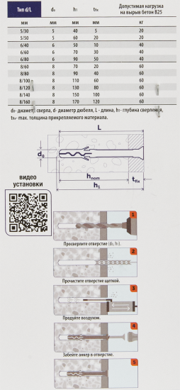 Дюбель-гвоздь потайной Sormat нейлон 8x60 мм 4 шт.