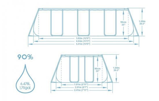 Бассейн каркасный прямоугольный Bestway 56441 BW 404x201x100 см