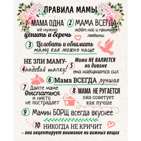 Картина на холсте Постер-лайн Правила мамы 40x50 см