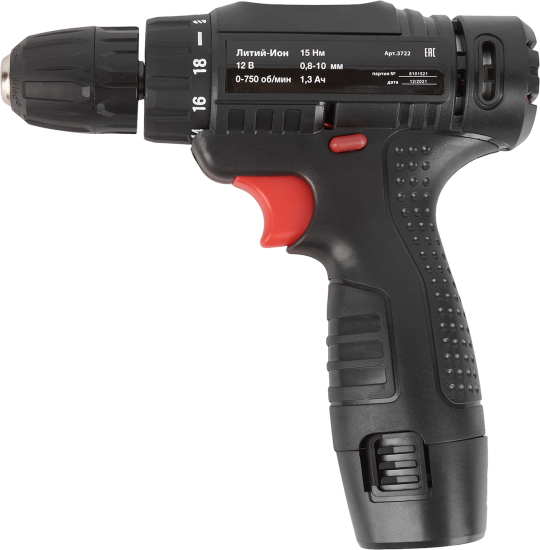 Дрель-шуруповерт аккумуляторная DRA-12/Р, 12 В Li-ion 1.3 Ач